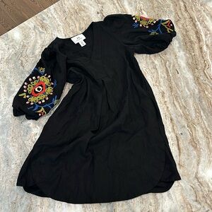 Embroidered Linen Blend Dress